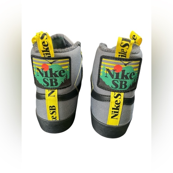 Nike SB Zoom Blazer Mid Cool Grey Oregon Yellow Green Acclimate - Picture 4 of 5